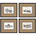 Vintage Europe with Brown Mat — 4-Piece Framed Art Set