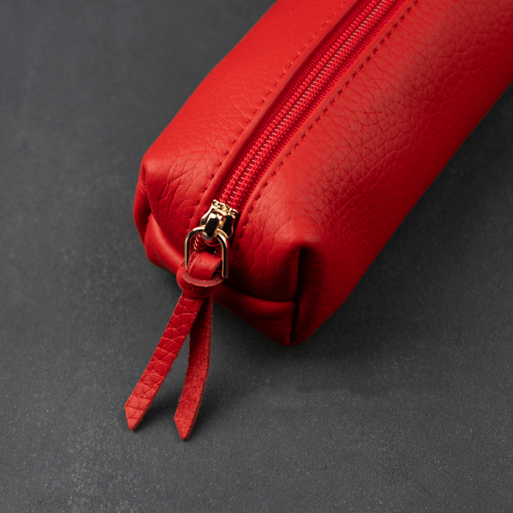 Aurora Leather Makeup Bag — Red
