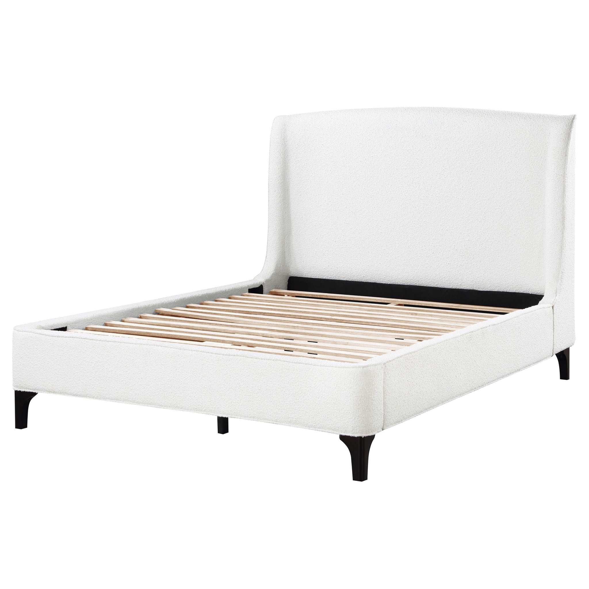 Bouclé Wingback Bed — Queen / Snow
