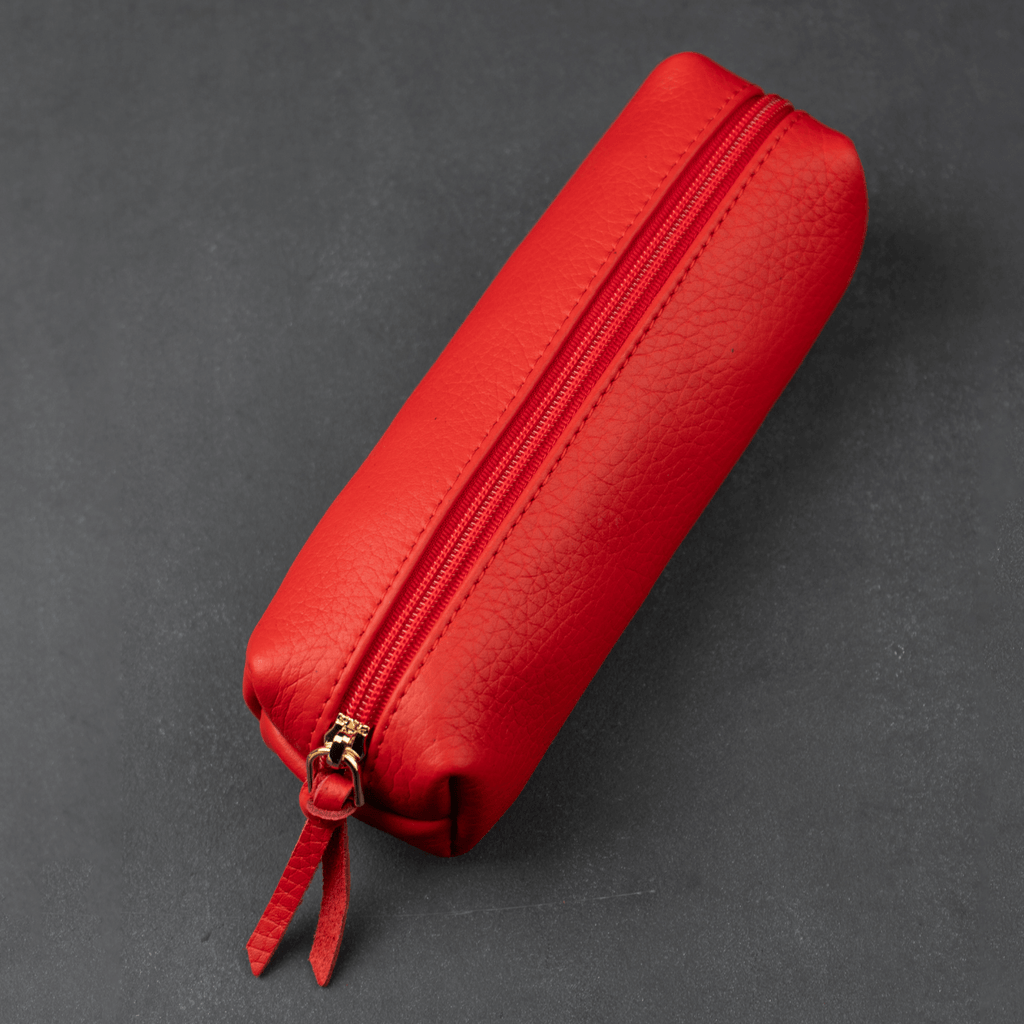 Aurora Leather Makeup Bag — Red