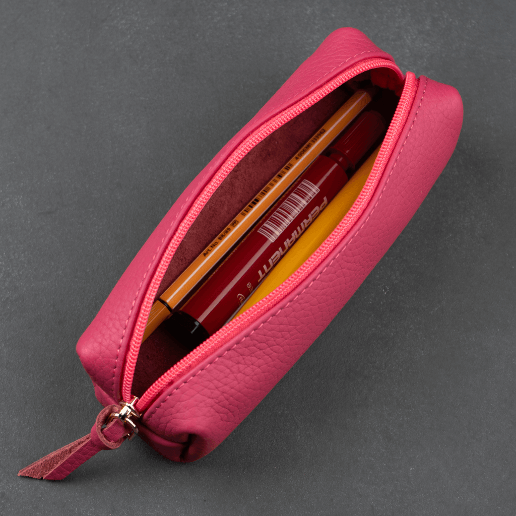 Aurora Leather Makeup Bag — Pink