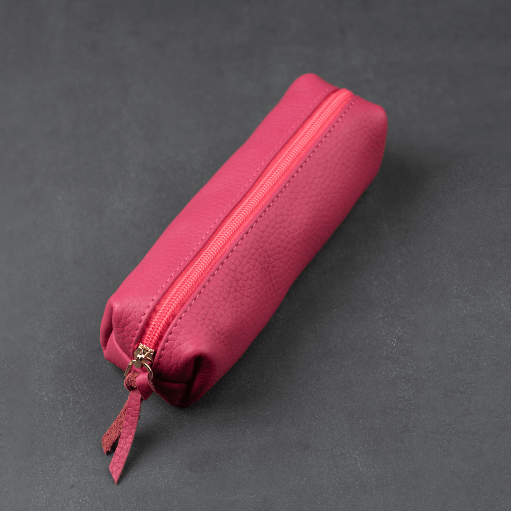 Aurora Leather Makeup Bag — Pink