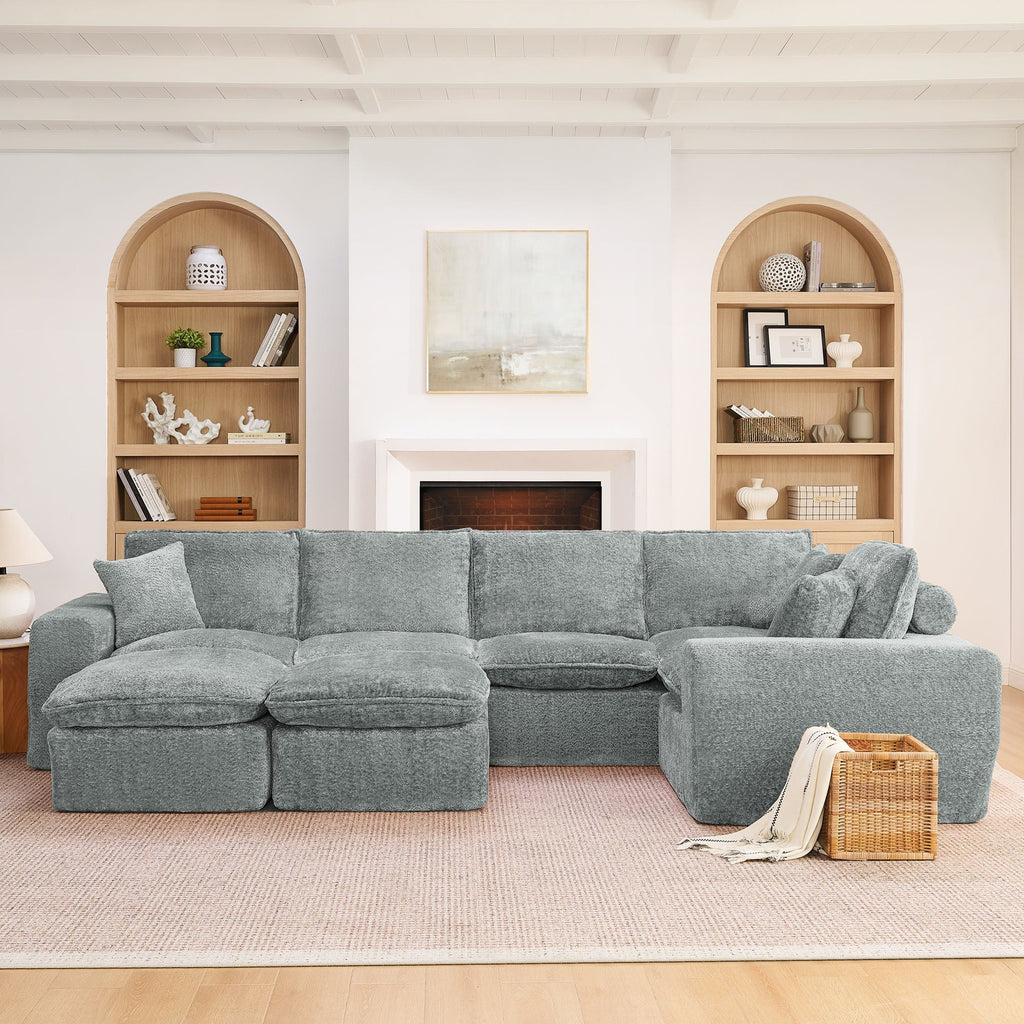 Cloud-Comfort Modular Sectional Sofa with Moveable Ottoman
