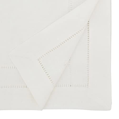 Fennco Styles Double Hemstitched White Table Runner 16" W x 72" L - Solid Color Table Cover for Dining Table, Banquets, Holidays, Weddings, Home Décor and Everyday Use
