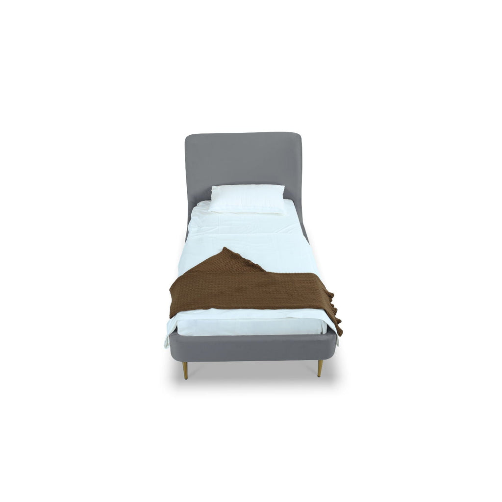 Mid-Century Modern Upholstered Bed With Curved Headboard