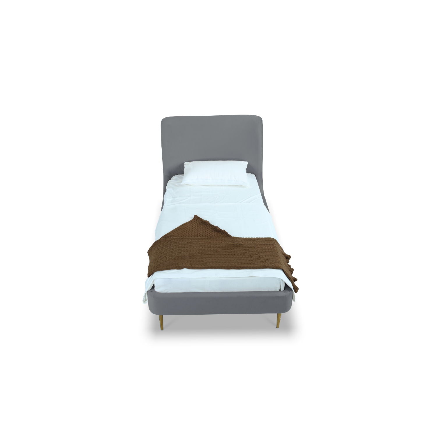 Mid-Century Modern Upholstered Bed With Curved Headboard