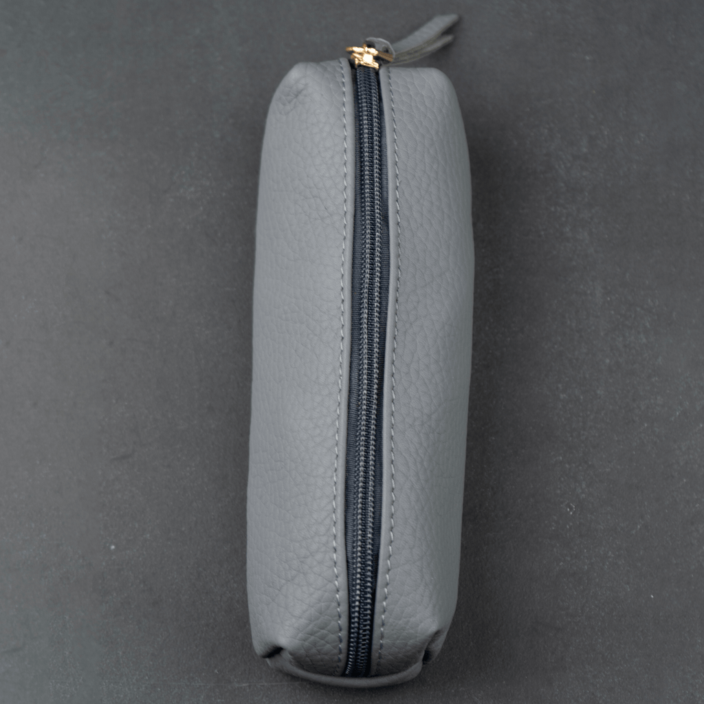 Aurora Leather Makeup Bag — Grey