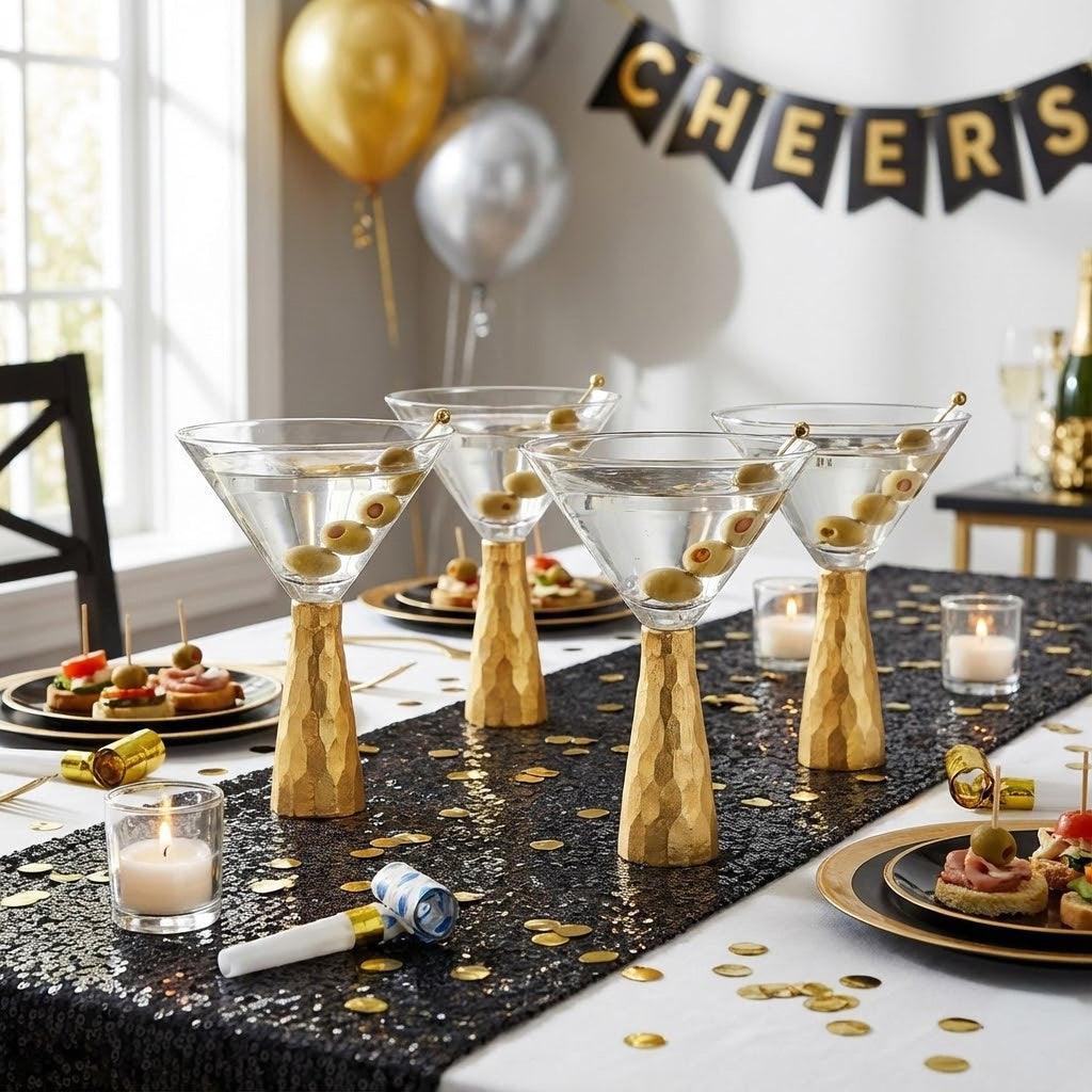 Daphne Gold Set of 2 Martini Glasses 8.79 OZ.