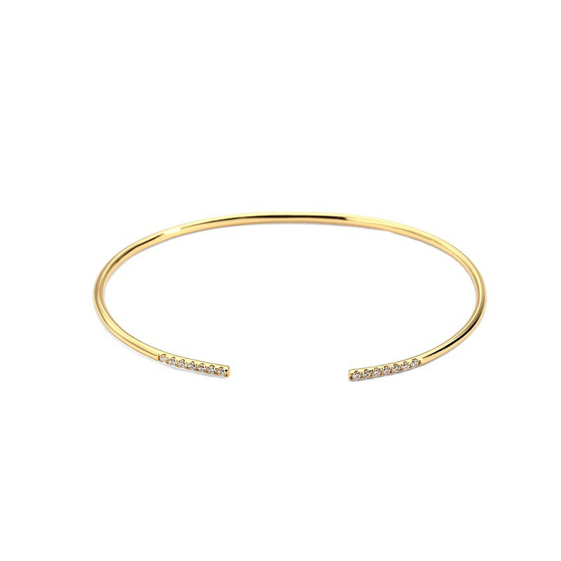Opening Zircon Female Gold-plated Diamond Thin Bracelet