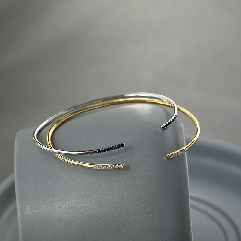 Opening Zircon Female Gold-plated Diamond Thin Bracelet