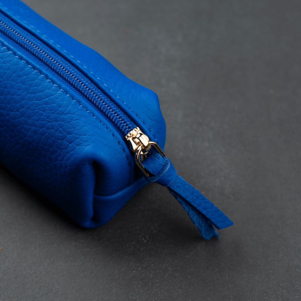Aurora Leather Makeup Bag — Blue