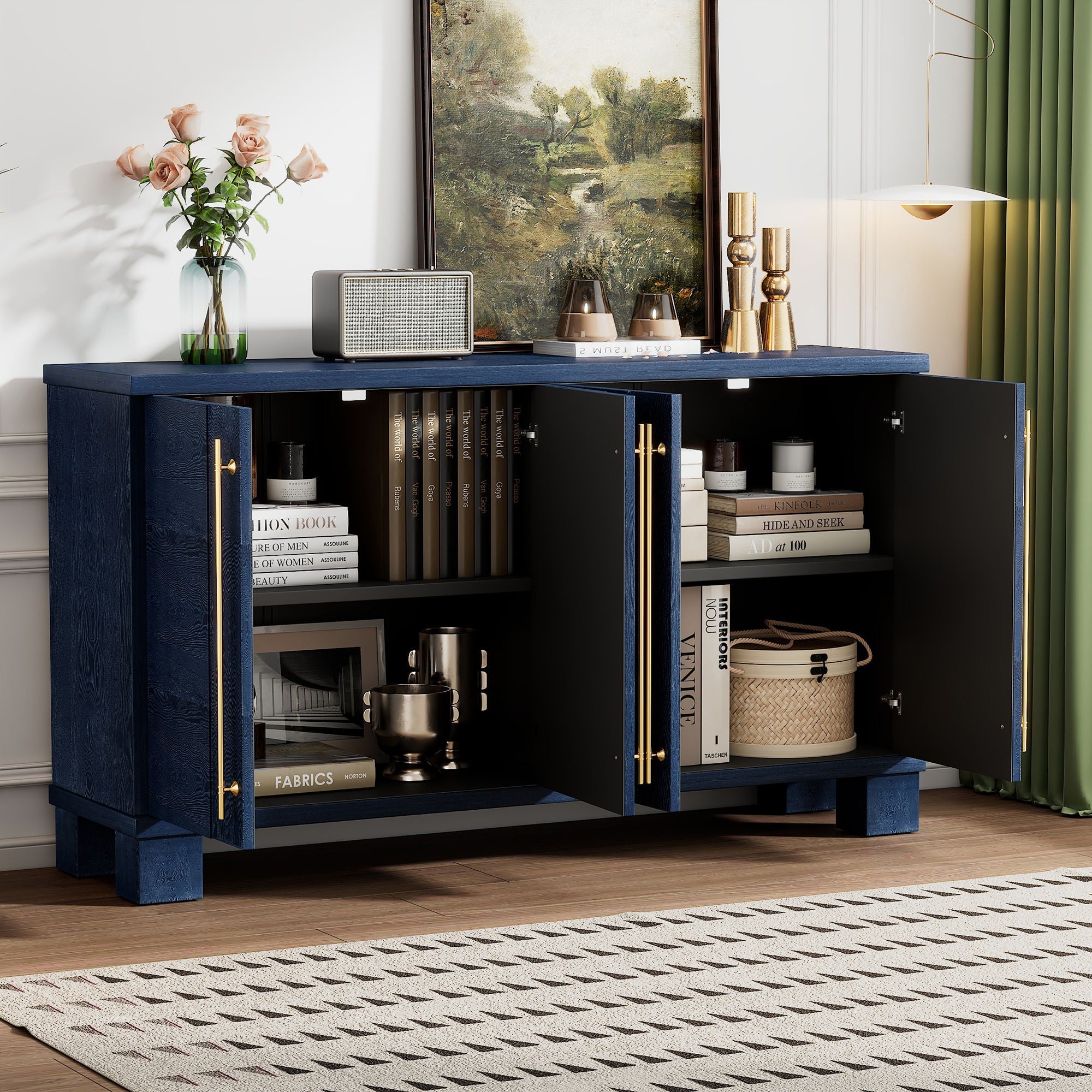 Modern Wood Sideboard with Adjustable Shelves