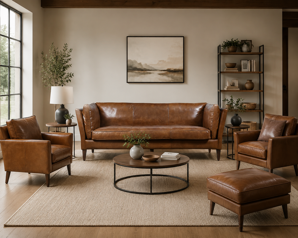 Kenmore Leather Sofa - Light Brown
