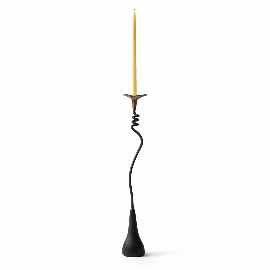 Jasmine in Bloom Candlestick — Handmade Sculptural Iron Candleholder (20”)