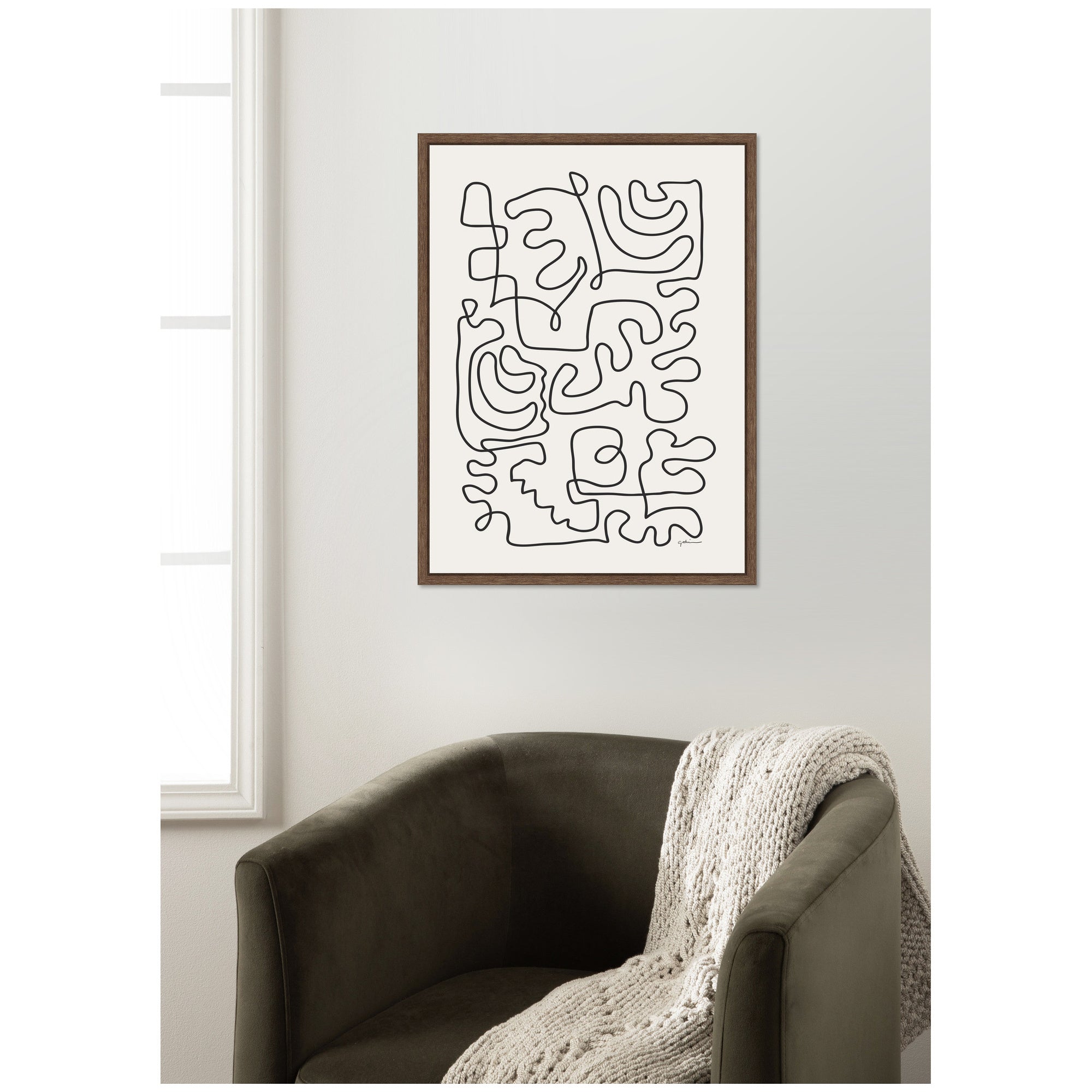 Connected Lines by Gabrielly Guedes Framed Canvas Wall Art Print