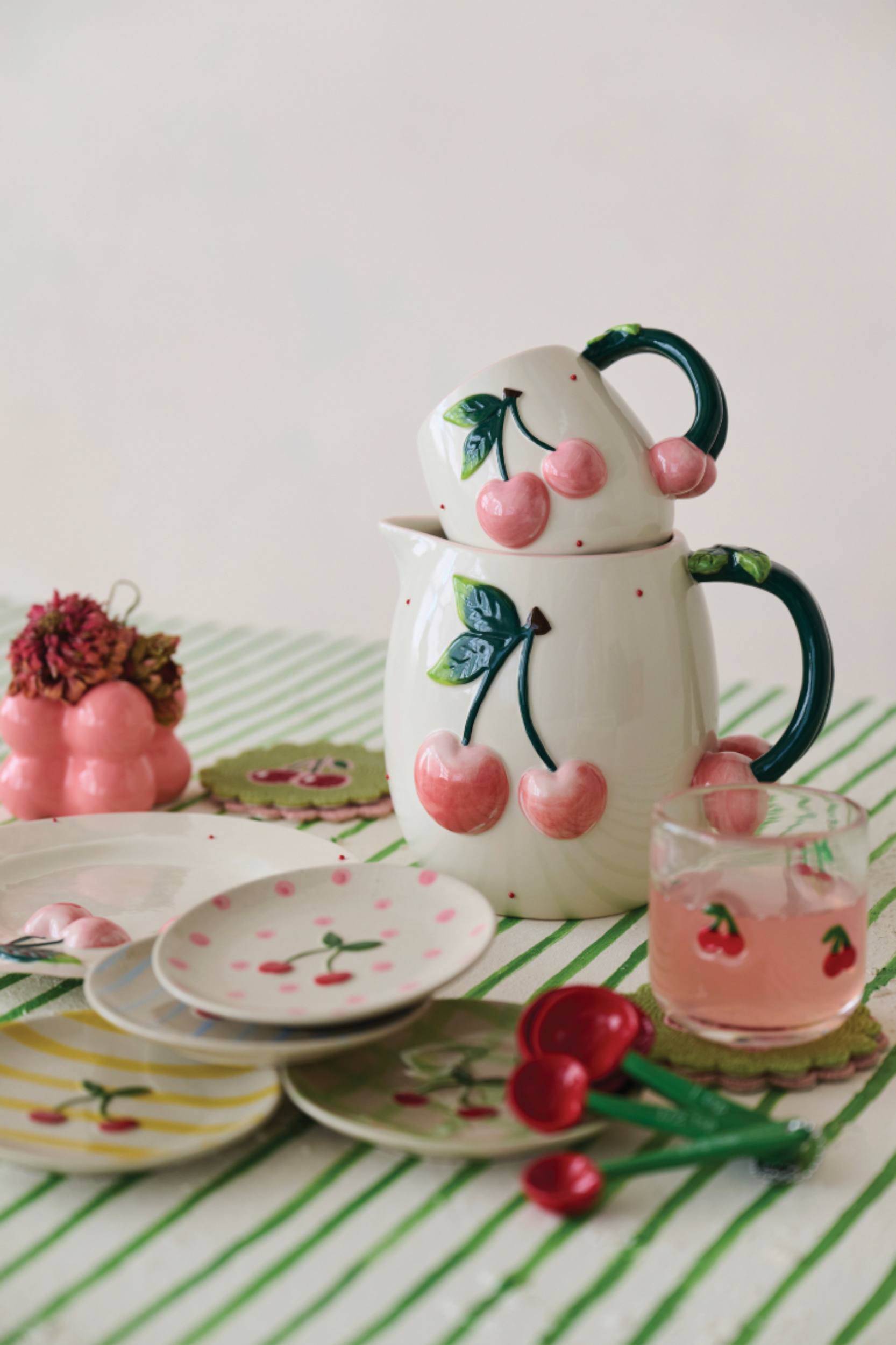 Cherry Shaped Ceramic Measuring Spoons Set