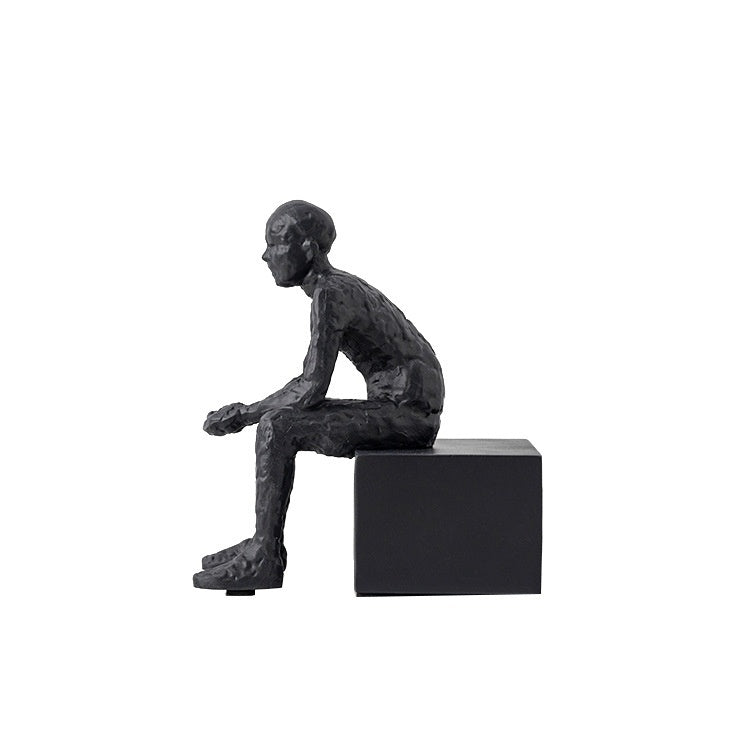 Nordic Style Seated Figure Bookends — Resin, White & Black
