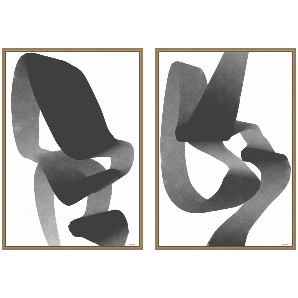 Black and White Abstract 01 & 02 2 Piece Framed Canvas Wall Art Set by Gabrielly Guedes