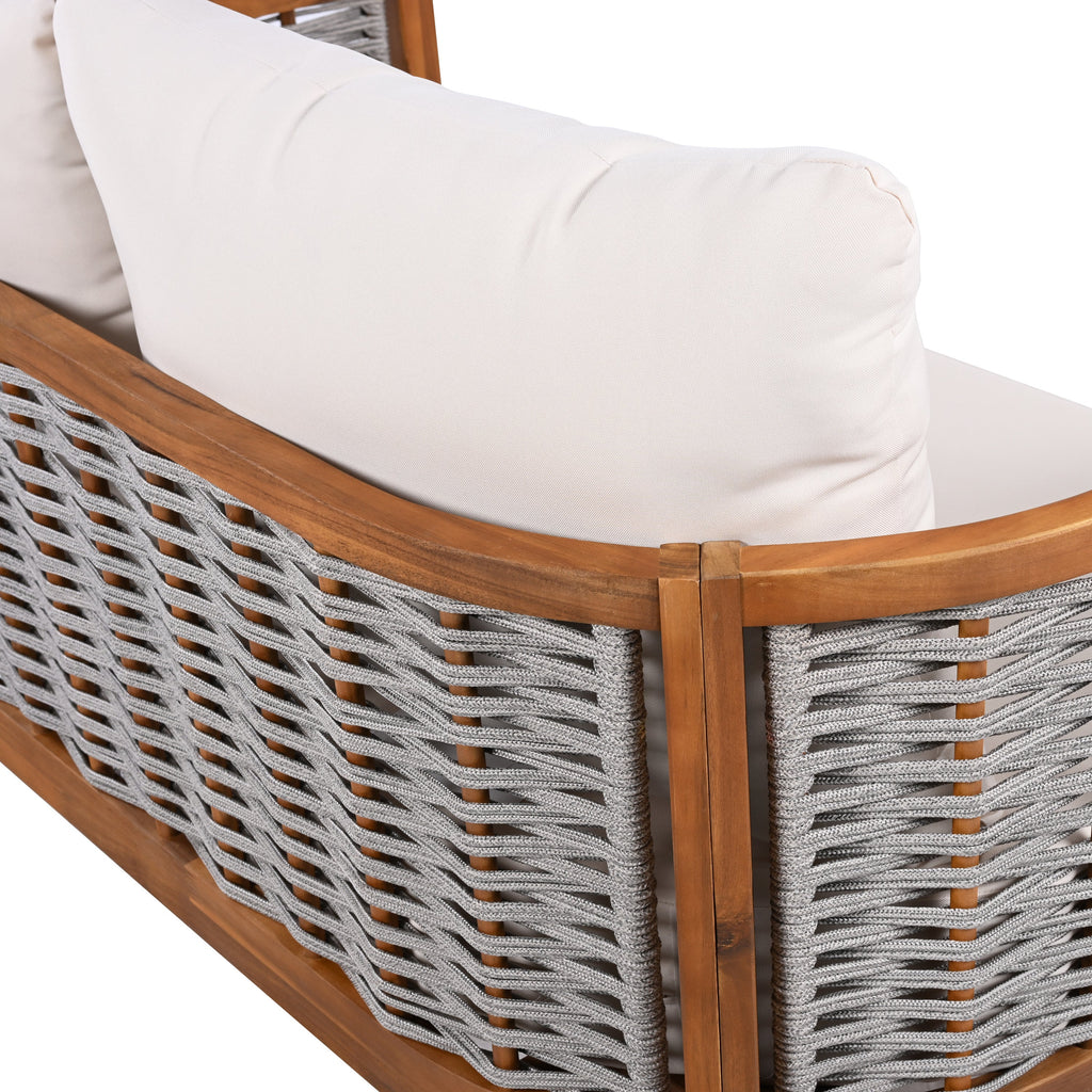 Woven Rope Outdoor Lounge Set — Beige, 4 Seats