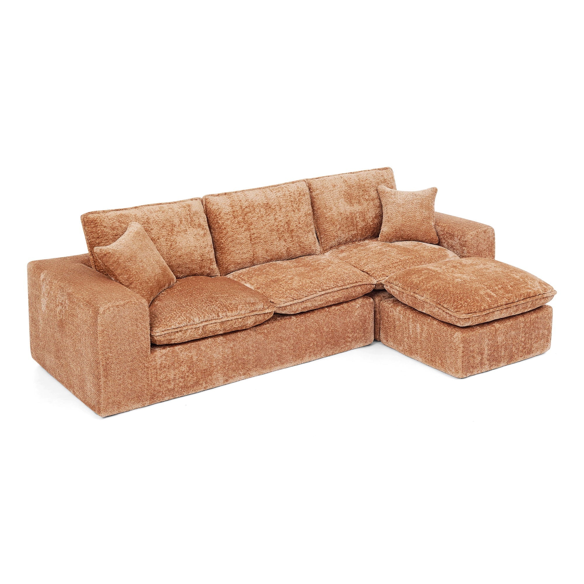 Cloud-Comfort Modular Sectional Sofa with Moveable Ottoman