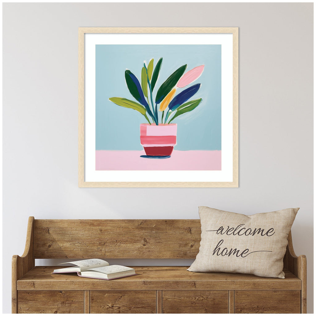 Framed Art Playful Potted Plant Still Life by The Creative Bunch Studio