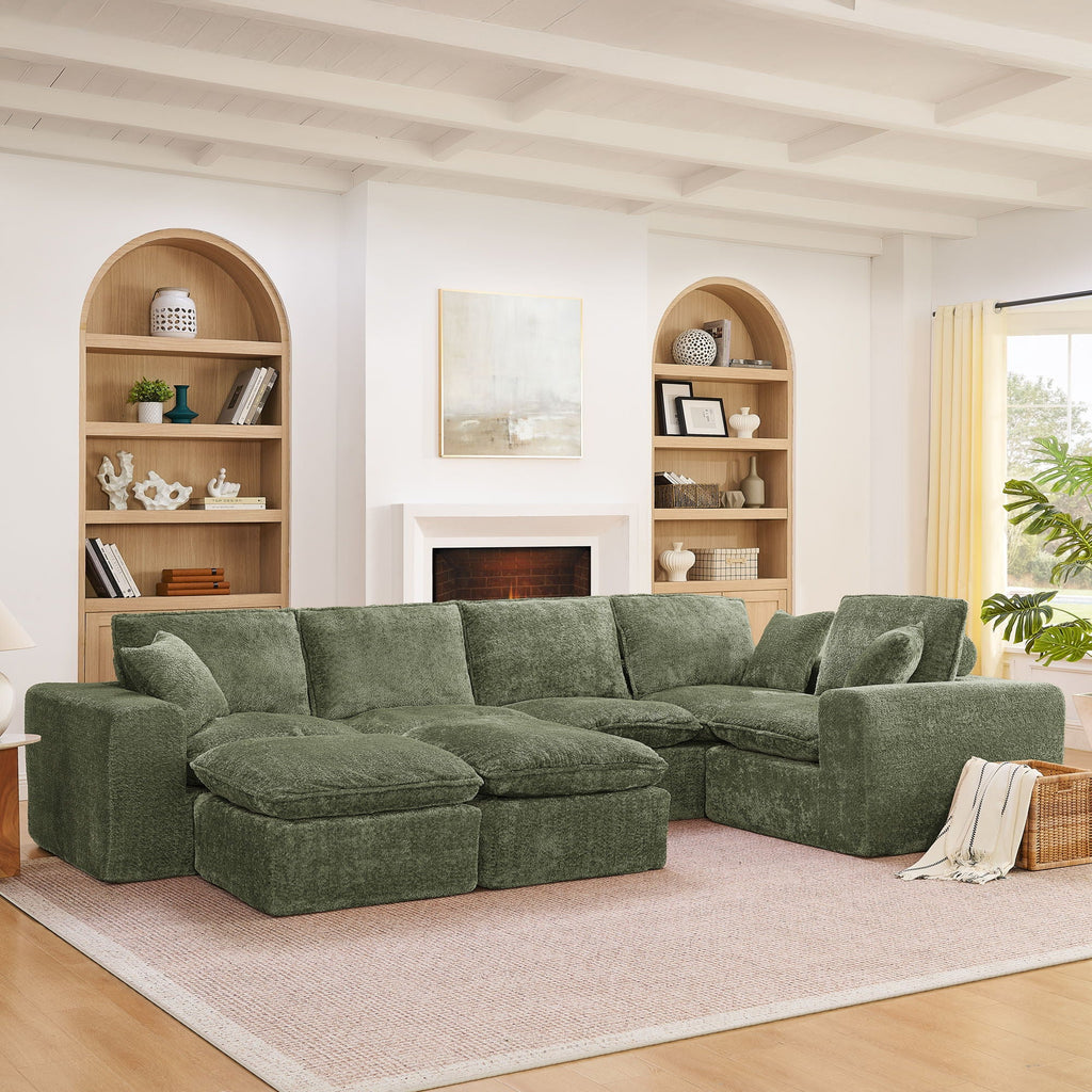 Cloud-Comfort Modular Sectional Sofa with Moveable Ottoman