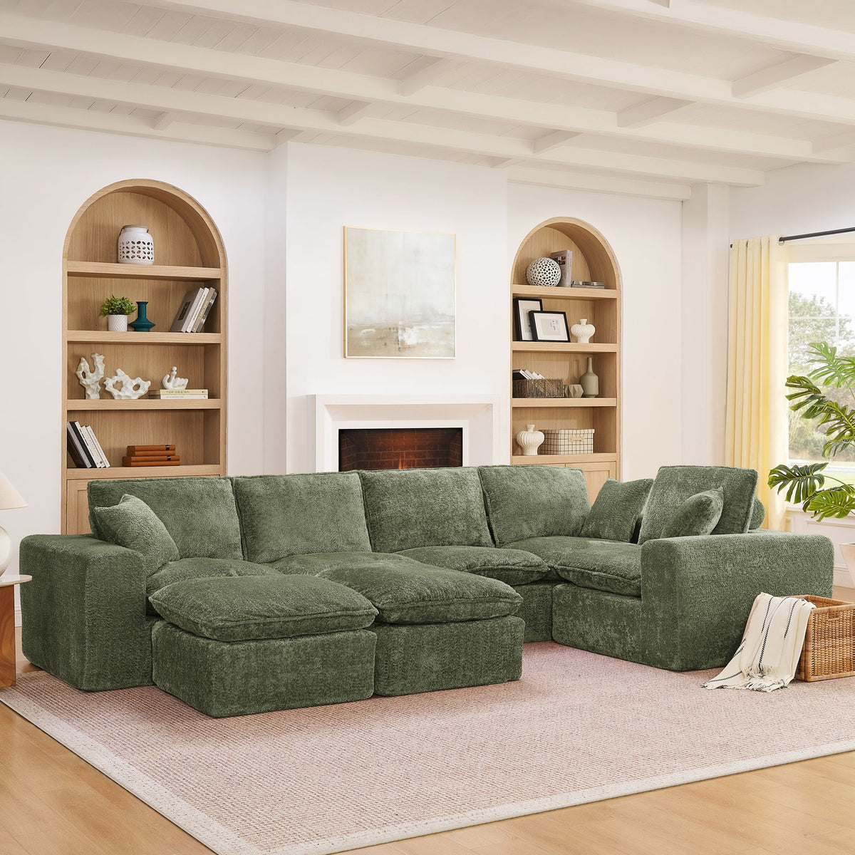 Cloud-Comfort Modular Sectional Sofa with Moveable Ottoman