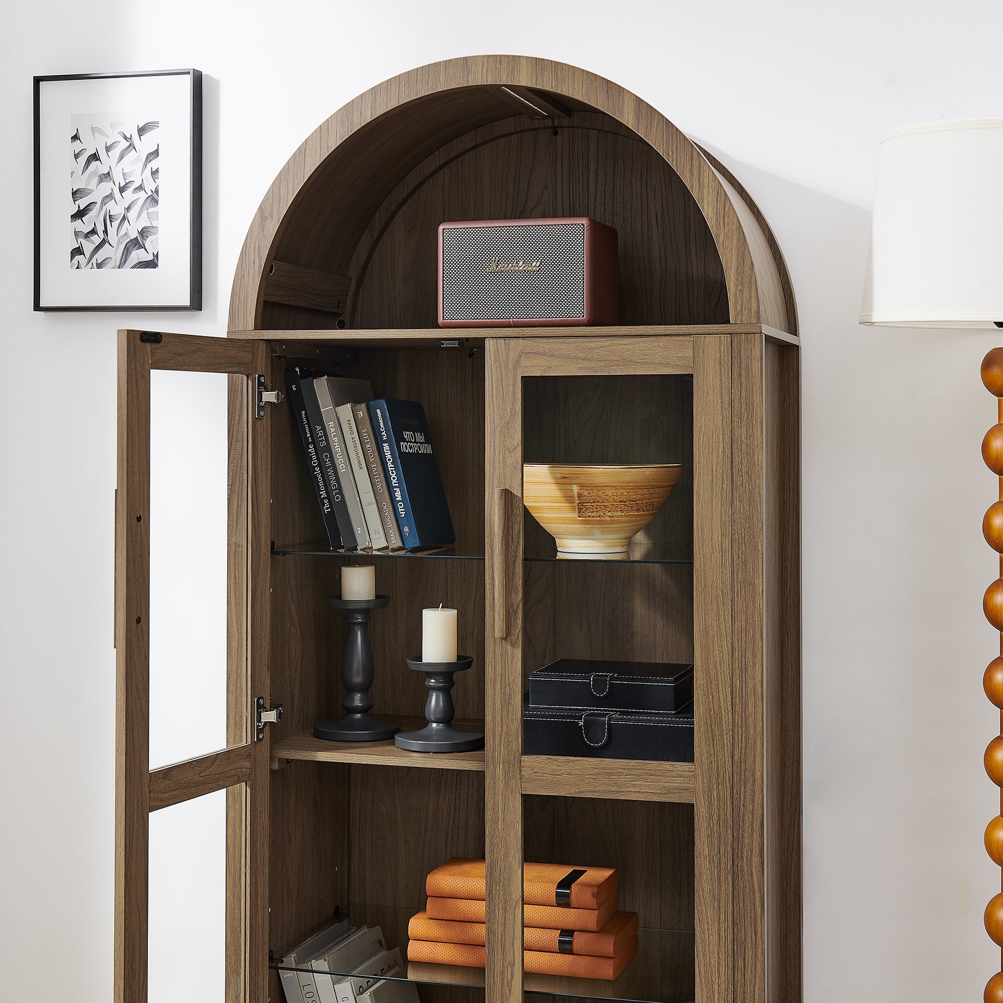 High Arched Storage Cabinet with Lamp