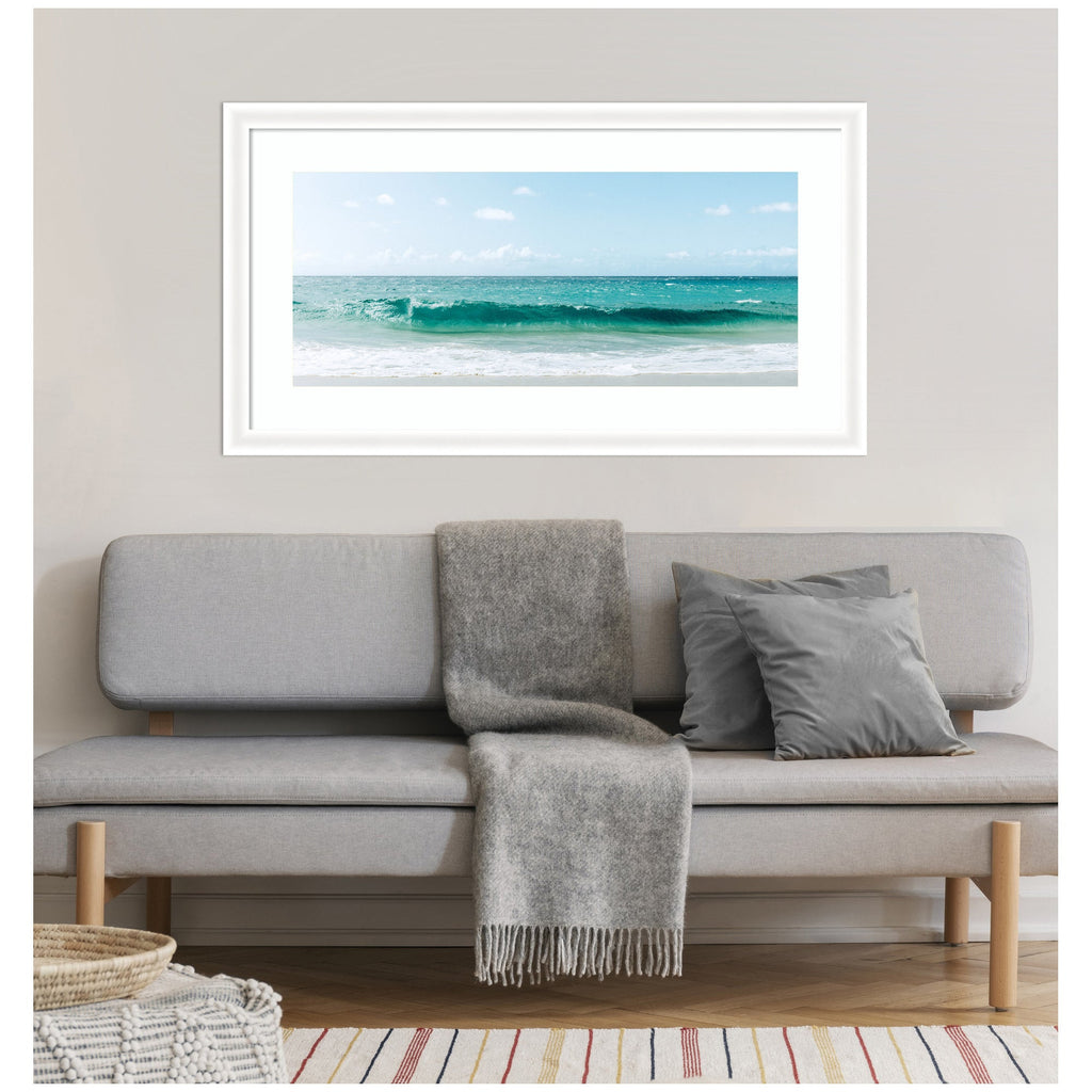 Framed Art Beach Ocean Day over Blue Clear Waters by Alicia Abla