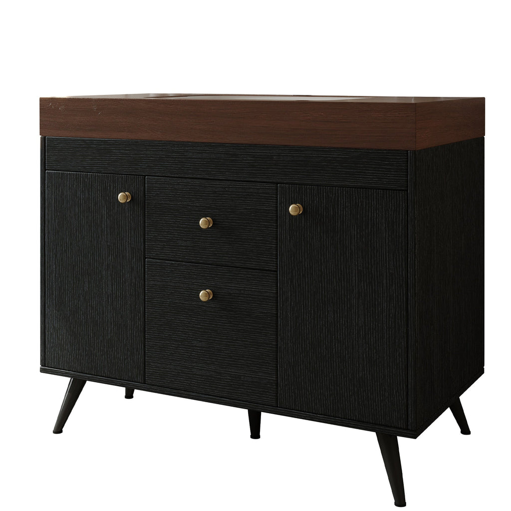 36" Modern Freestanding Bathroom Vanity with Sintered Stone Top, Ceramic Sink & Smart Storage