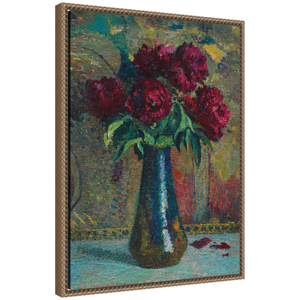 Pivoines rouges dans un vase Dalpayrat by Henri Martin by Nostalgia Prints Framed Canvas Wall Art Print