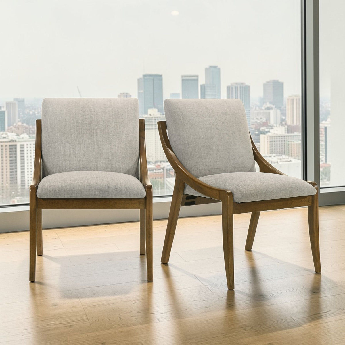 Danzel Chenille Dining Chairs — Set of 2, Gray & Oak