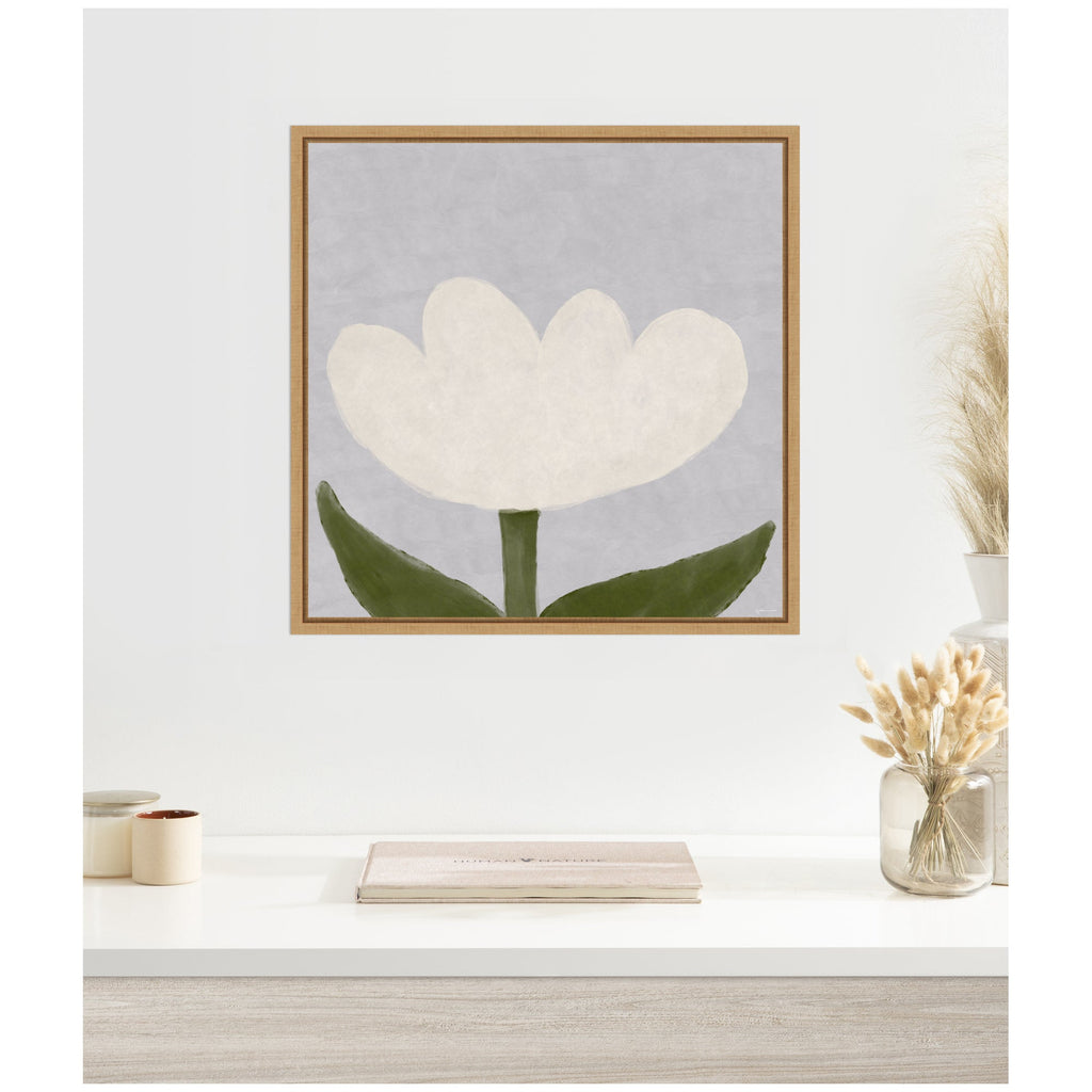 White Tulip by Gabrielly Guedes Framed Canvas Wall Art Print