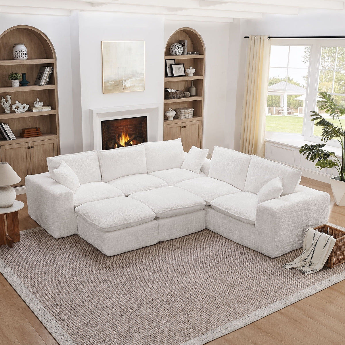 Cloud-Comfort Modular Sectional Sofa with Moveable Ottoman