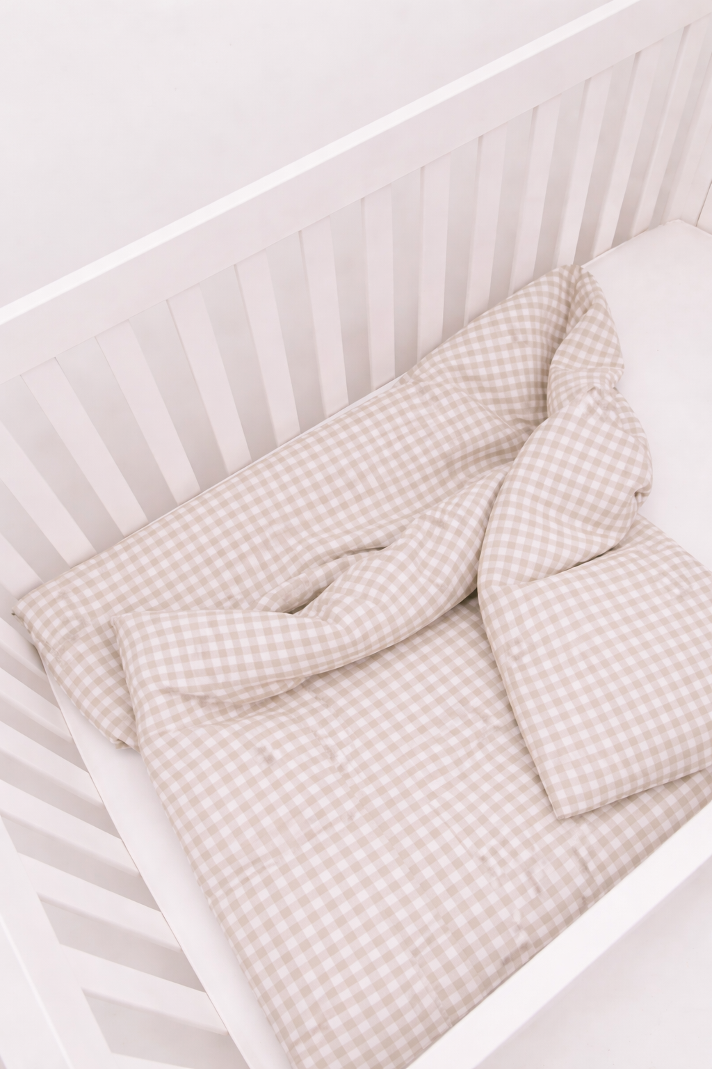 Beige Gingham Crib Quilted Blanket