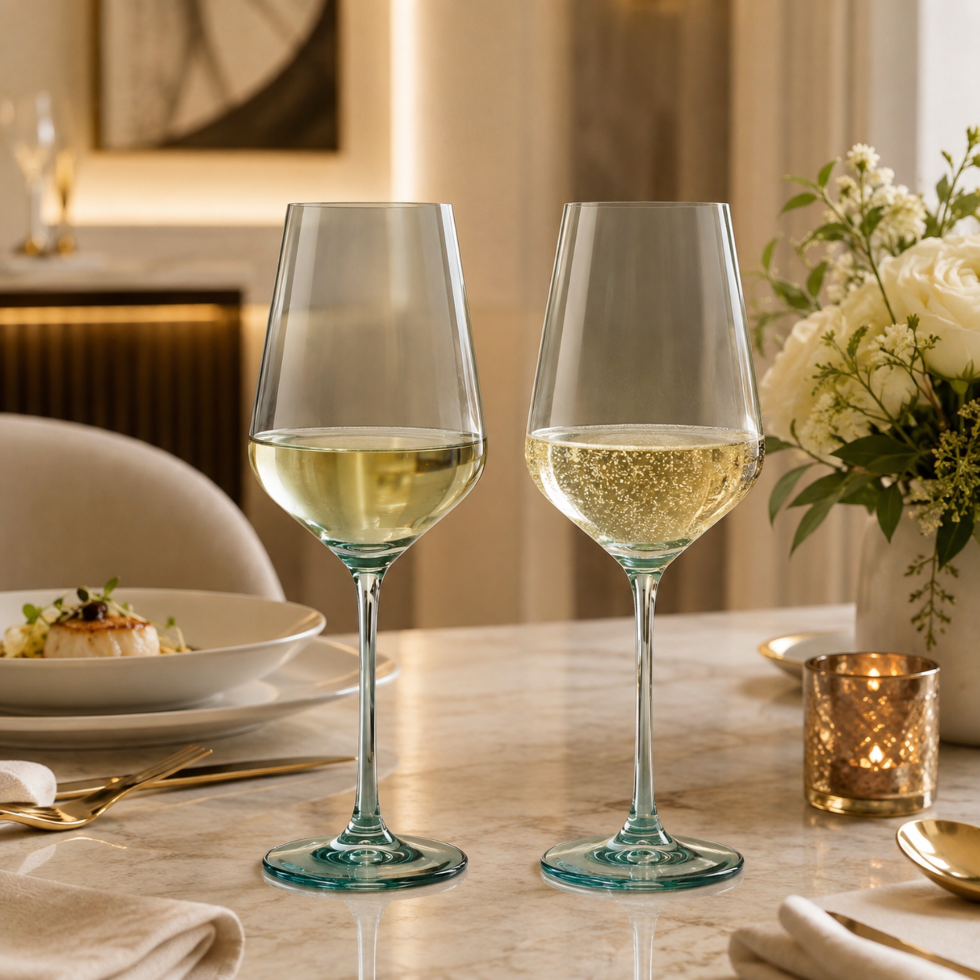 Tonal Stemmed Wine Glassware, Forest Green, Set of 2