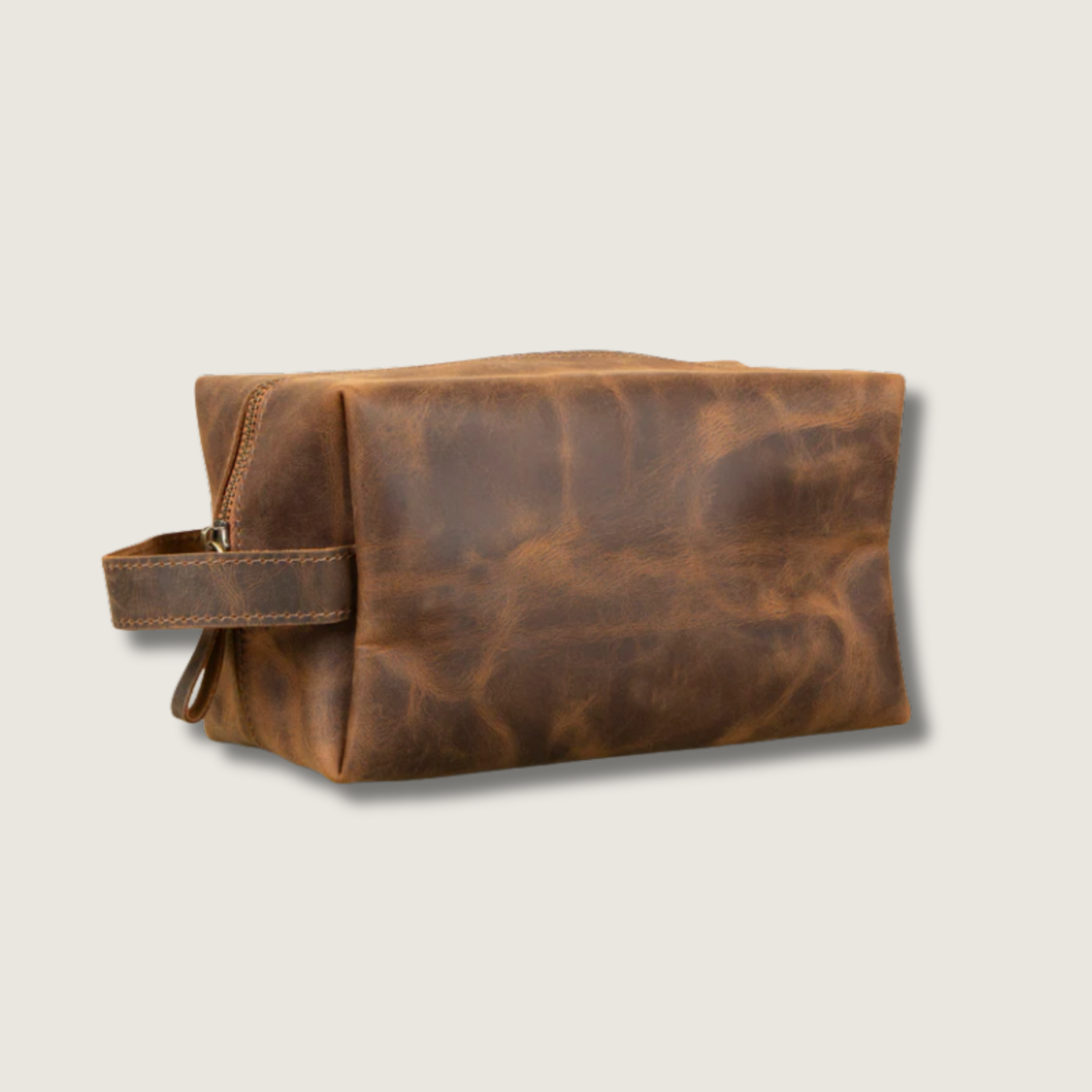 Minneapolis Leather Makeup Bag — Medium Brown