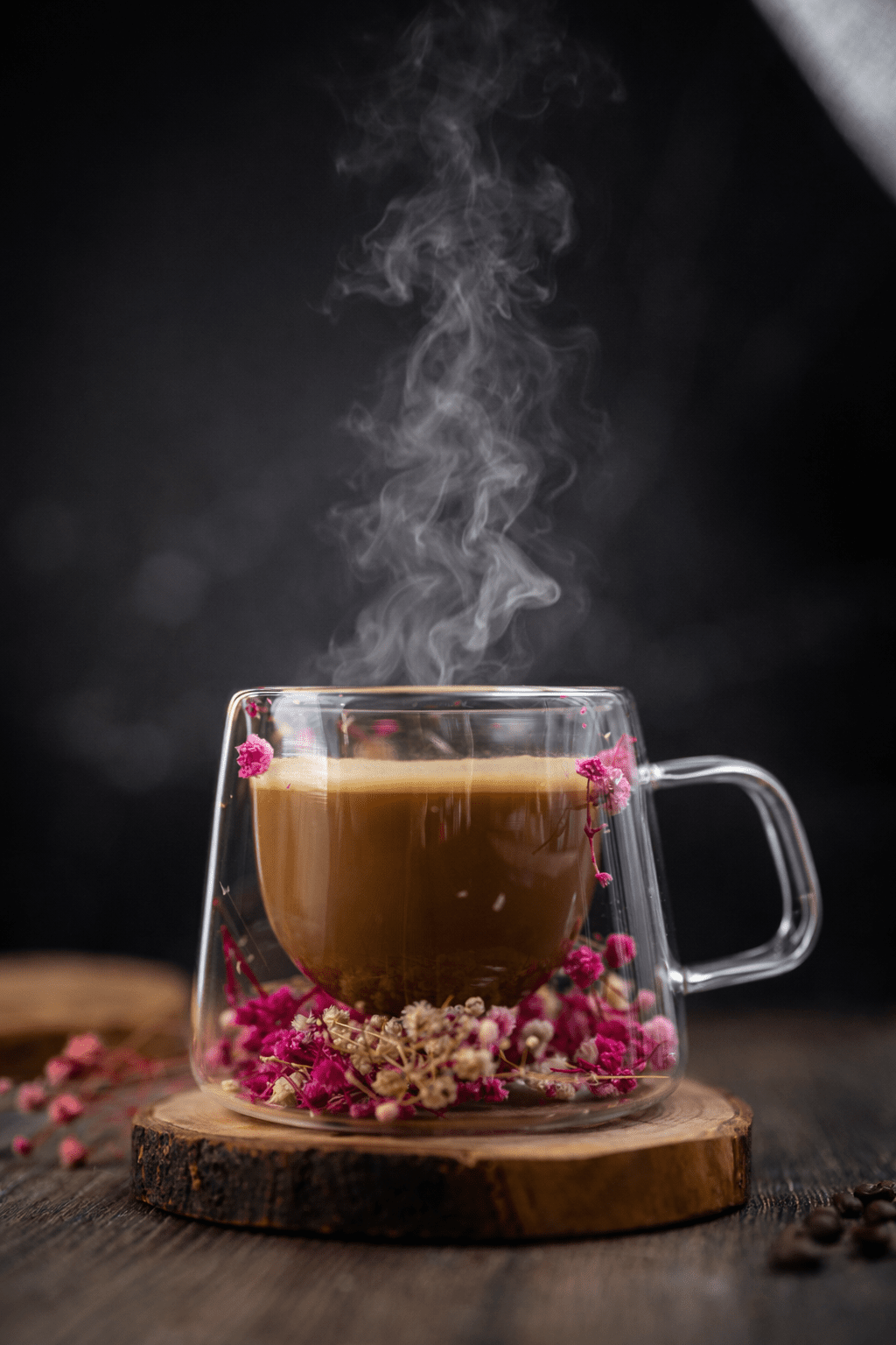 Handcrafted Floral Double-Wall Glass Mug