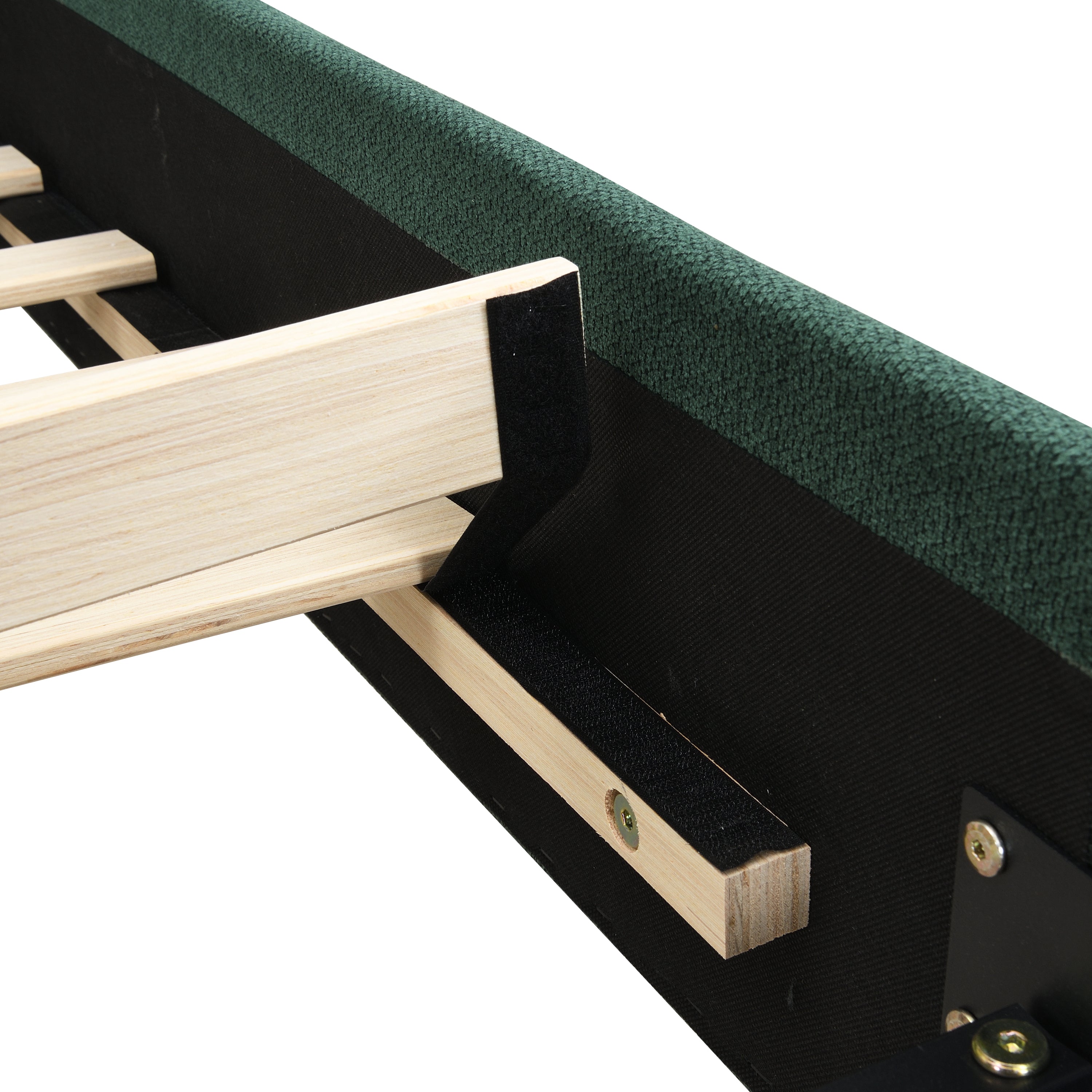Queen Size Upholstered Platform Bed Frame with Rounded Corners Curved Headboard