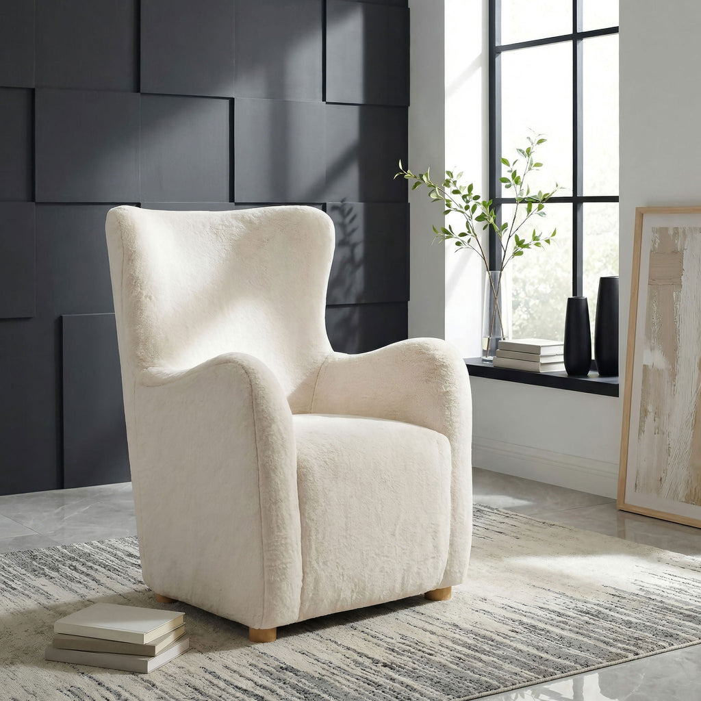 Thornton Sculptural Wingback Lounge Chair — Ivory