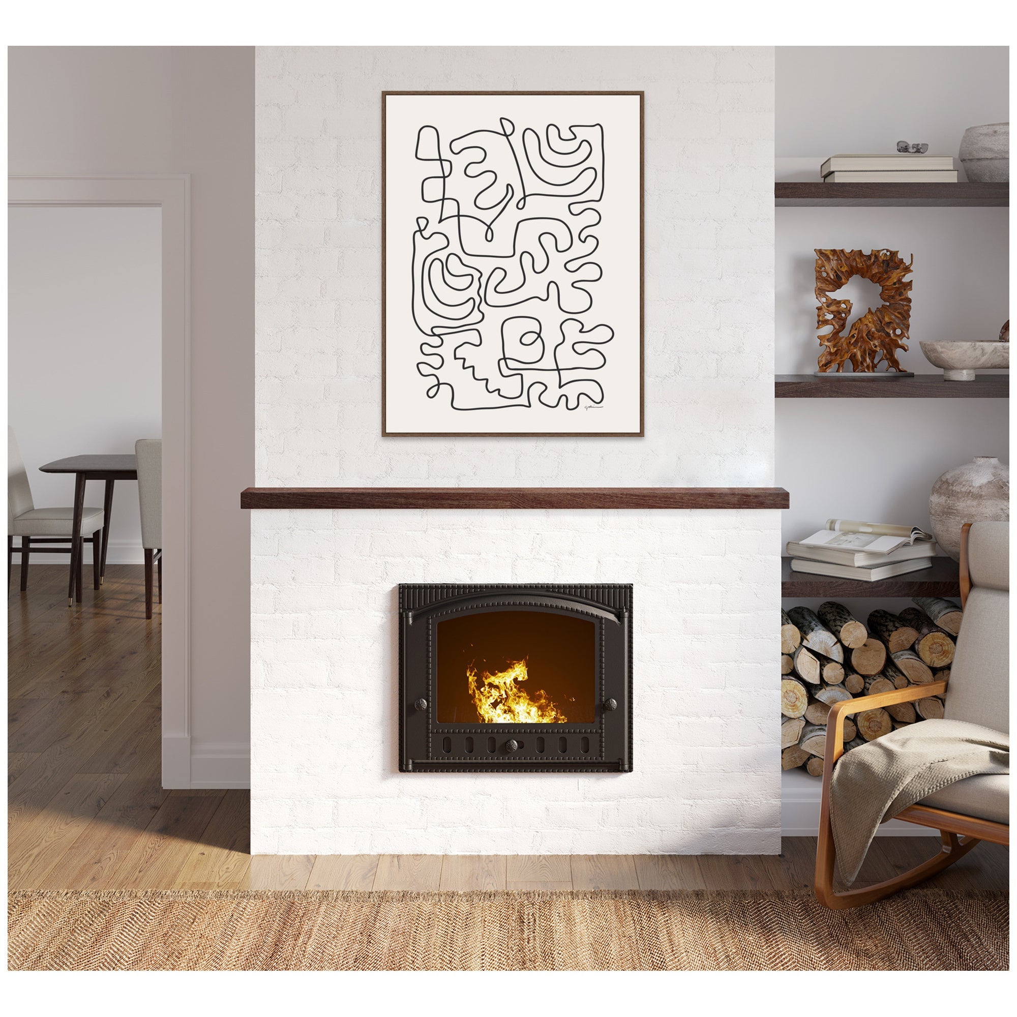 Connected Lines by Gabrielly Guedes Framed Canvas Wall Art Print