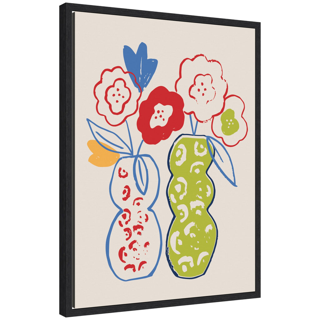 Live Boldly Flower Vases by Vicky Yorke Framed Canvas Wall Art Print