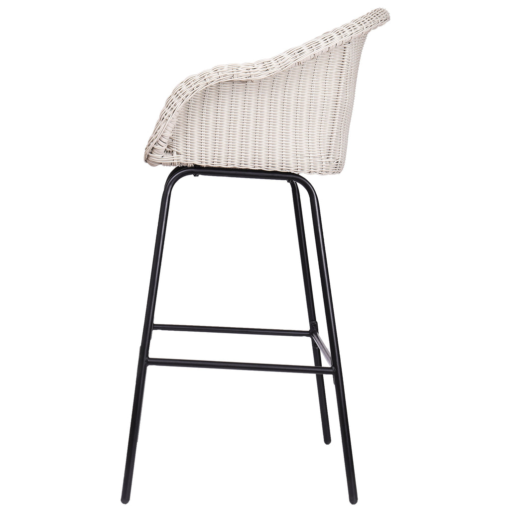 Ladd Outdoor Metal Wicker Barstool Set of 2 - Light Gray