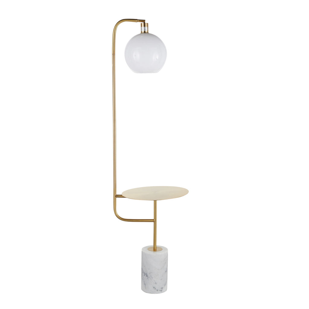 Symbol Marble Side-Table Floor Lamp — White