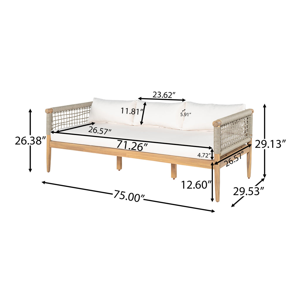 Acacia & Rope Outdoor Sofa — Taupe