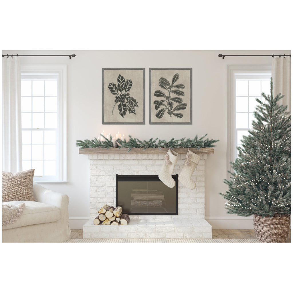 Sylvie Winter Holly and Berries - 2 Piece Framed Canvas Art Set by Nikita Jariwala