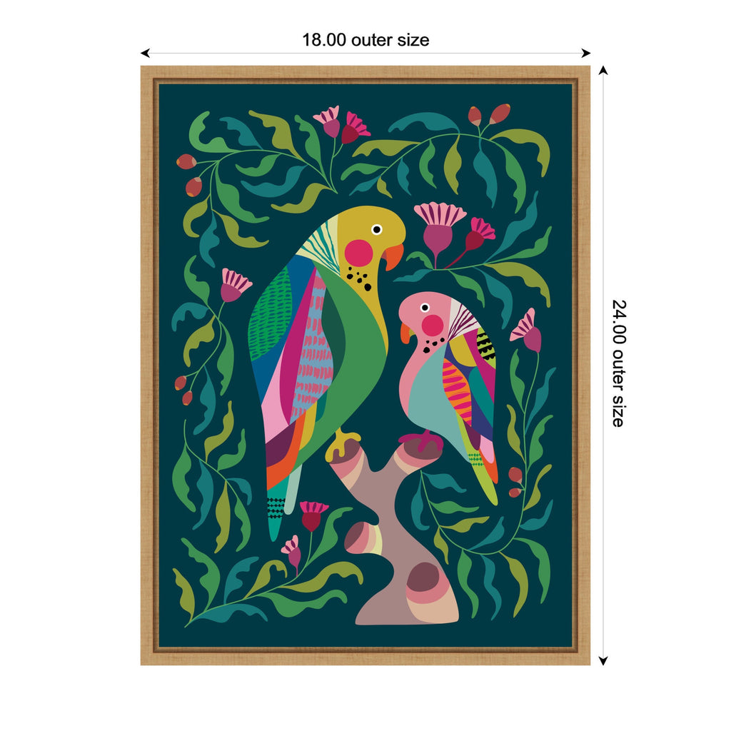 Budgies Framed Canvas Art