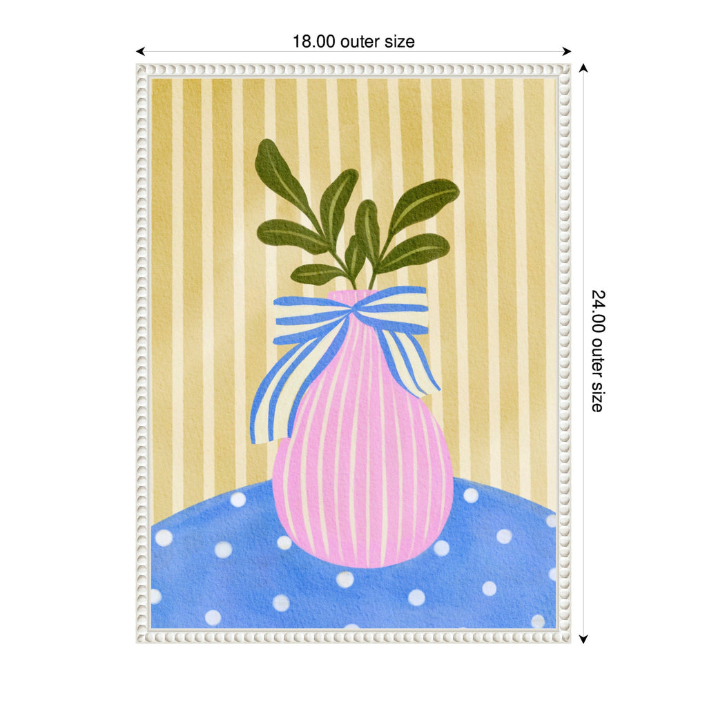 Sylvie Pink Vase Framed Canvas by Nikita Jariwala