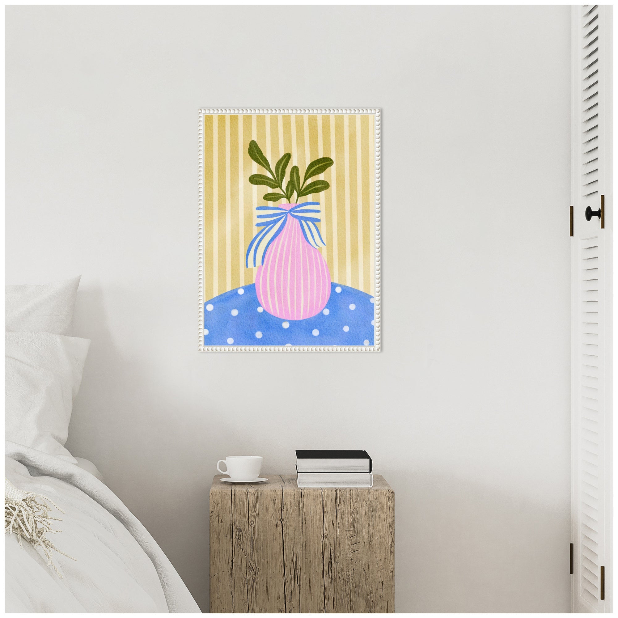 Sylvie Pink Vase Framed Canvas by Nikita Jariwala