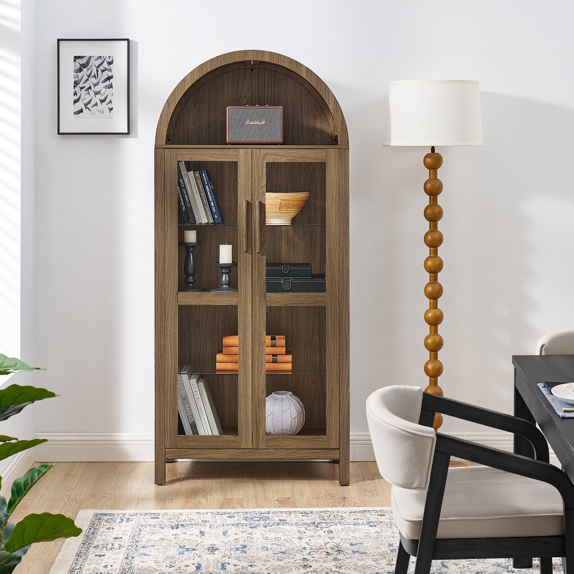 High Arched Storage Cabinet with Lamp